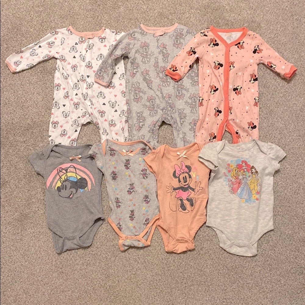 Disney Baby 3-6 Month- 7 Onesies
